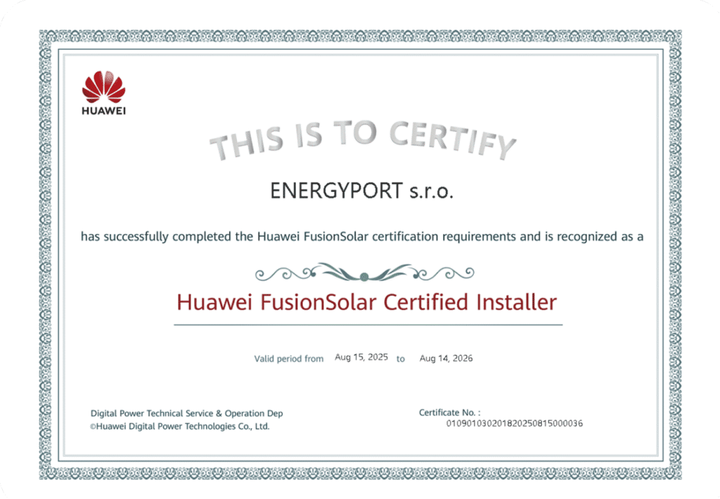 ENERGYPORT cerfitikát Huawei